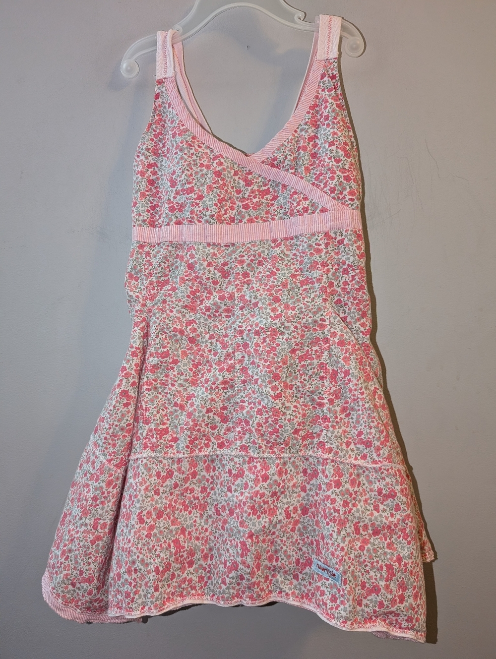 🩷 Naartjie Pink Gray Ditsy Floral Print Sundress Girls Sz 5 Handkerchief Skirt